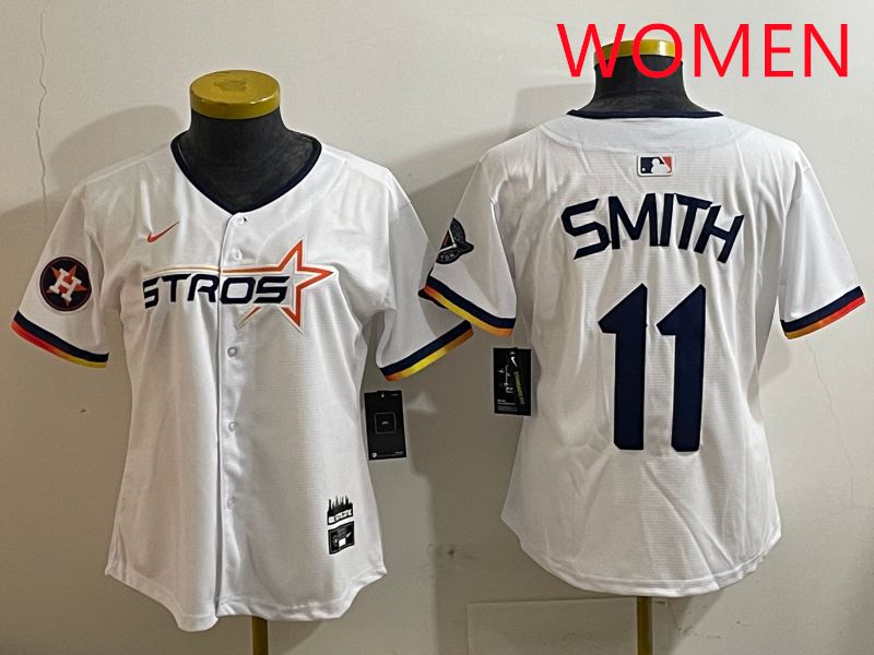 Women Houston Astros #11 Smith White three generations Joint Name Nike 2025 MLB Jersey style 9->women mlb jersey->Women Jersey